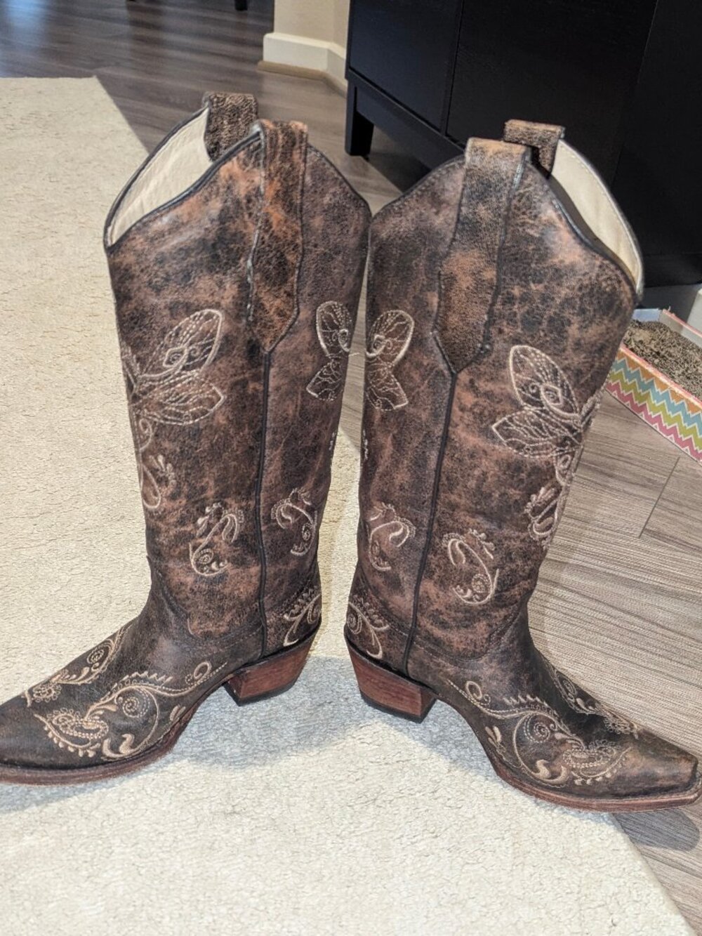 Real Leather Cowgirl Boots Size 5.5